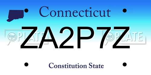 ZA2P7Z Connecticut License Plate