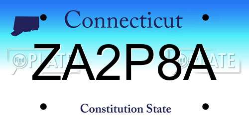 ZA2P8A Connecticut License Plate