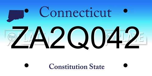 ZA2Q042 Connecticut License Plate