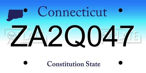 ZA2Q047 Connecticut License Plate