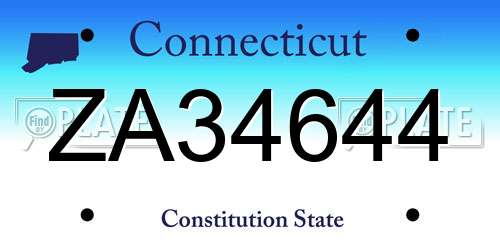 ZA34644 Connecticut License Plate