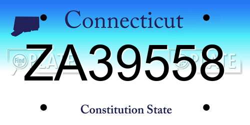ZA39558 Connecticut License Plate