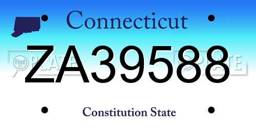 ZA39588 Connecticut License Plate