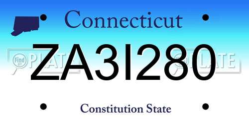 ZA3I280 Connecticut License Plate