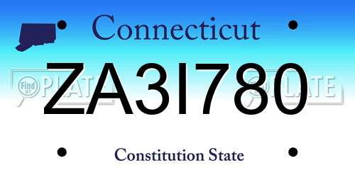 ZA3I780 Connecticut License Plate