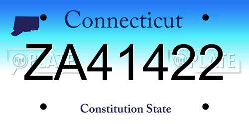 ZA41422 Connecticut License Plate