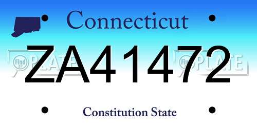 ZA41472 Connecticut License Plate