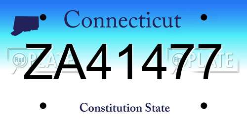 ZA41477 Connecticut License Plate