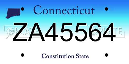 ZA45564 Connecticut License Plate