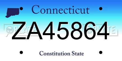 ZA45864 Connecticut License Plate