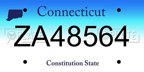 ZA48564 Connecticut License Plate
