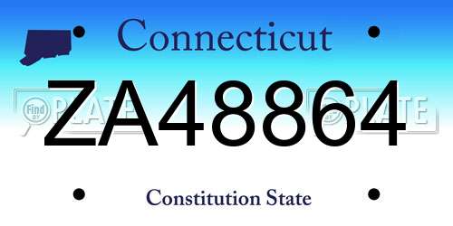 ZA48864 Connecticut License Plate