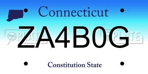 ZA4B0G Connecticut License Plate