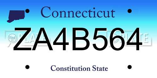 ZA4B564 Connecticut License Plate
