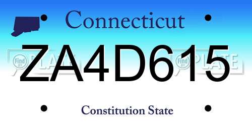 ZA4D615 Connecticut License Plate
