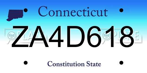 ZA4D618 Connecticut License Plate