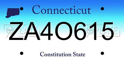 ZA4O615 Connecticut License Plate