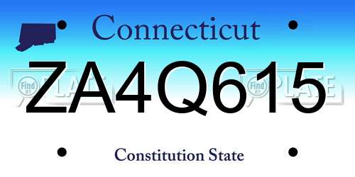 ZA4Q615 Connecticut License Plate