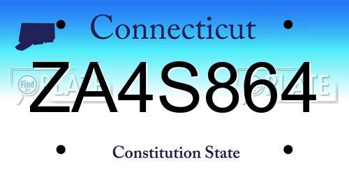ZA4S864 Connecticut License Plate