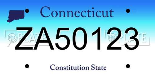 ZA50123 Connecticut License Plate