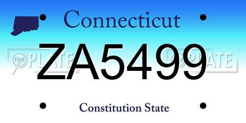 ZA5499 Connecticut License Plate