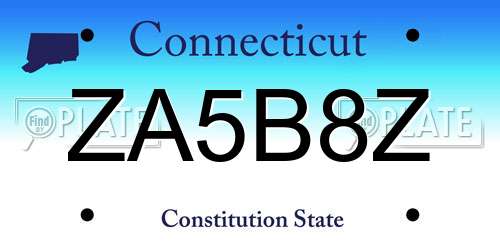 ZA5B8Z Connecticut License Plate