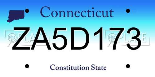 ZA5D173 Connecticut License Plate