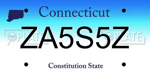 ZA5S5Z Connecticut License Plate
