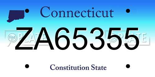 ZA65355 Connecticut License Plate