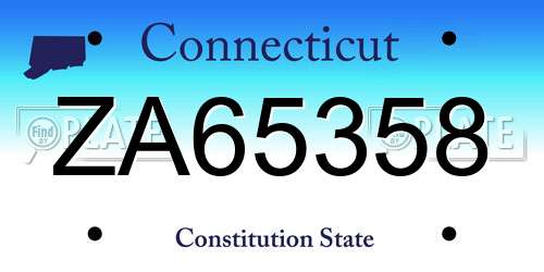 ZA65358 Connecticut License Plate