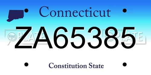 ZA65385 Connecticut License Plate