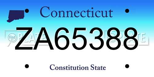 ZA65388 Connecticut License Plate