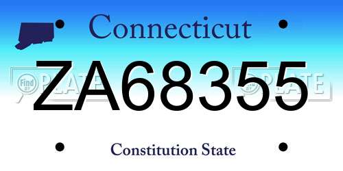ZA68355 Connecticut License Plate