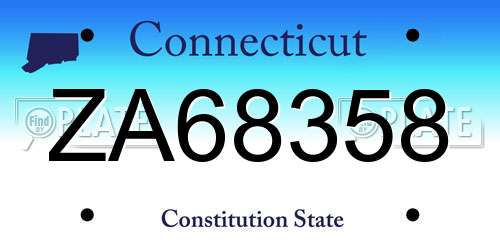 ZA68358 Connecticut License Plate