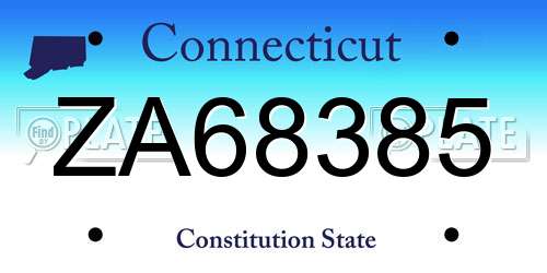 ZA68385 Connecticut License Plate