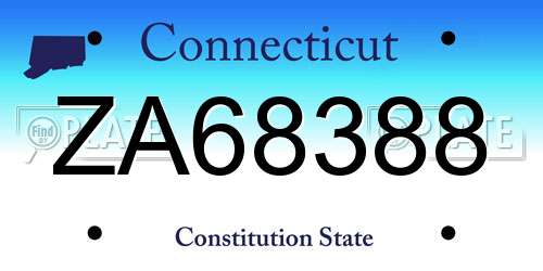 ZA68388 Connecticut License Plate