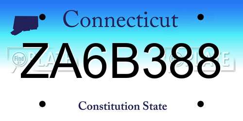 ZA6B388 Connecticut License Plate