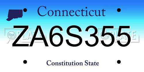 ZA6S355 Connecticut License Plate