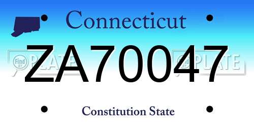 ZA70047 Connecticut License Plate