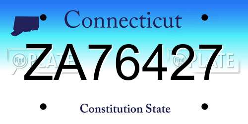 ZA76427 Connecticut License Plate