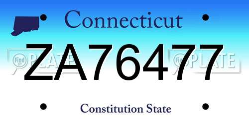 ZA76477 Connecticut License Plate