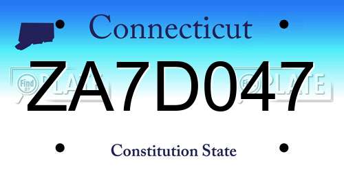 ZA7D047 Connecticut License Plate