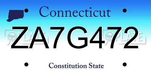 ZA7G472 Connecticut License Plate