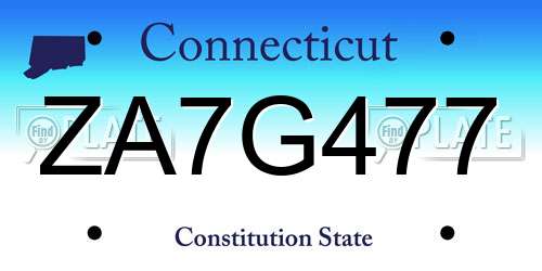 ZA7G477 Connecticut License Plate