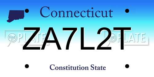 ZA7L2T Connecticut License Plate