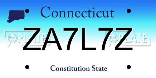ZA7L7Z Connecticut License Plate