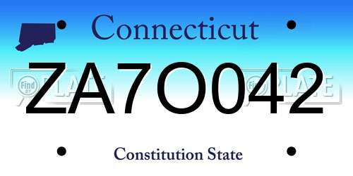 ZA7O042 Connecticut License Plate