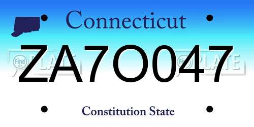 ZA7O047 Connecticut License Plate