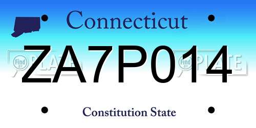 ZA7P014 Connecticut License Plate