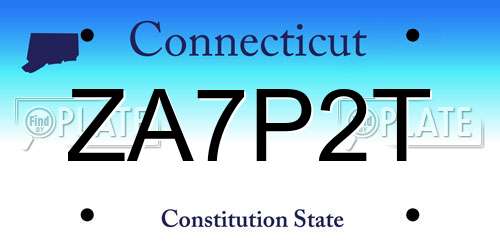 ZA7P2T Connecticut License Plate